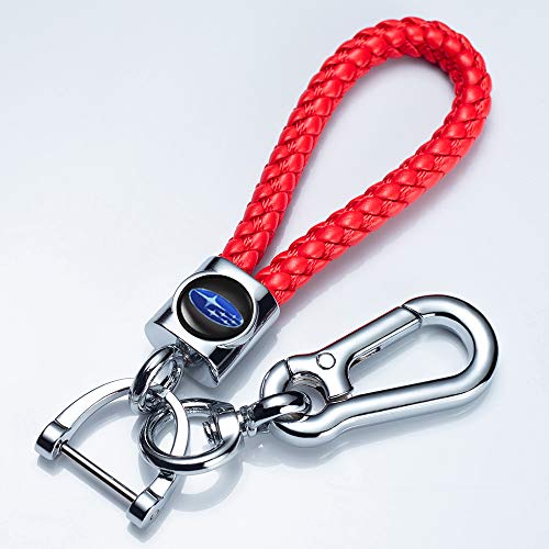 JIYUE 1pc Genuine Leather Car Logo Keychain Suit for Subaru Key Chain Keyring