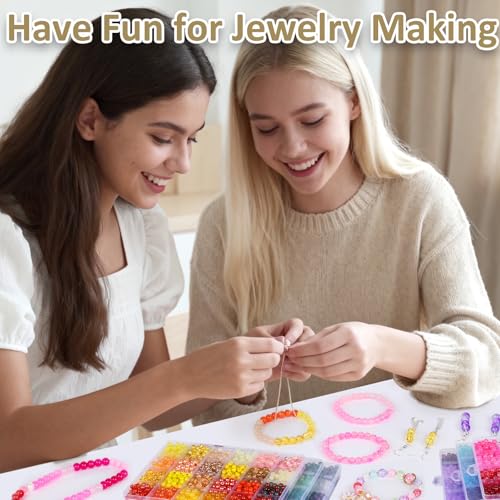 Image of XSEINO About 7200PCS 6mm Glass Beads Bracelet Making Kit,144 Assorted Colors Crystal Glass Beads for Bracelet and Jewelry Making and DIY Crafts,Friendship Gifts,to Give to Friends, Family