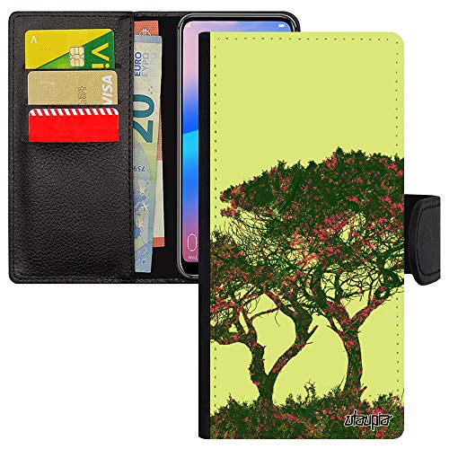 Coque Xiaomi Redmi Note 8 Pro avec étui portefeuille rabat noir au design arbre vert nature