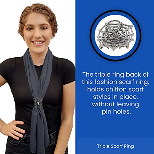 Image of Scarf Ring Spider Gifts for Women, Diamante Neck Scarf Jewelry Clip Accessory in Gift Box, Dress Shawl Pin, Rhinestone Brooch Jewelry, Fashion Clips for Clothing, Neckerchief Buckle Ring