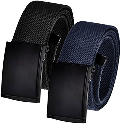 Men's Cut to Fit Waist Size Up to 36" Casual Outdoor 2 Belt Pack with Black Military Flip Top Buckle