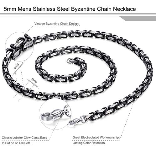 Fibo Steel Stainless Steel Cross Pendant Mens Byzantine Chain Necklace 5Mm Wide 22 Inches #TOP2