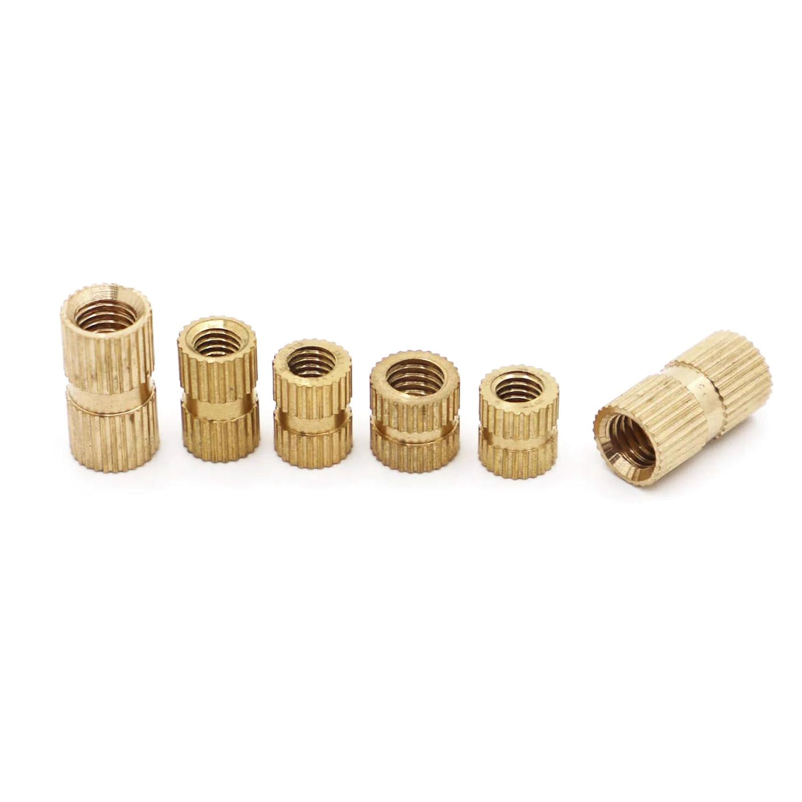 Dadi con inserti in rame da 100 pezzi M2-m3 Dado filettato zigrinato a doppio passaggio in ottone, 100 pezzi, M3X8X5