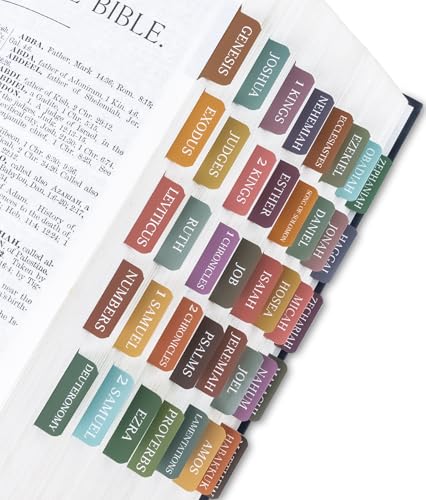 Laminated Bible Tabs for Women & Men - Large Print Tabs for Study Bibles, Boho Theme for Easy Navigation and Quick Reference - Easy-to-Read and Apply Tabs for All Ages,Vivid
