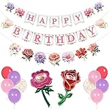 Pirese Flower Birthday Decorations, Wildflower Banner Kit with Balloons and Garland, Floral Party Supplies for Girls, Wild Flower Theme Birthday Decor