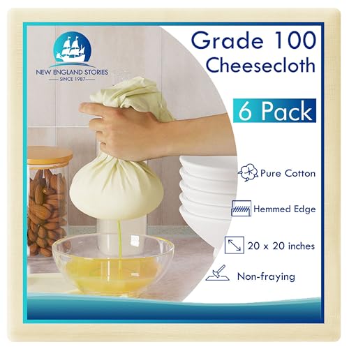 6 Stück wiederverwendbares Passiertuch 50x50cm feingewebtes Käsetuch Dichtegrad 100 Cheesecloth zum Abseihen von Handarbeiten 100% Baumwolle für Entsaften und Käseherstellung