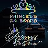 ELANE 2 Pcs Princess On Board Sticker for Cars, Princess Laser Sticker