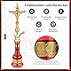 Luna Traditionelle Shisha Wasserpfeife Tradi Hookah Komplettset, Hochwertiges Metall Zink, Zubehör inkl. Glasbowl, Steinkopf, Kunstleder Schlauch mit Mundstück, Kaminaufsatz, Zange, Gabel, Rot