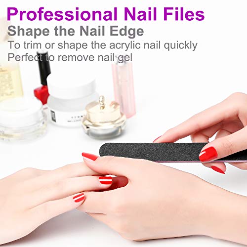 12PCS Nail Files,Professional Manicure Pedicure Tools Which Can Shape and Smooth Your Nails,Emery Boards Nail File for Acrylic Natural Nails,10PCS Black 100/180 Grit and 2PCS Purple 180/240 Nail Files