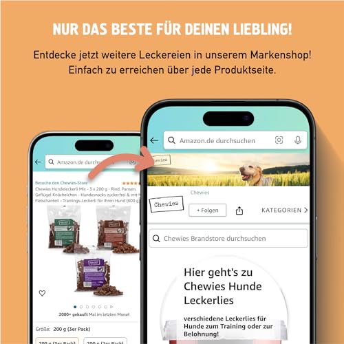 Chewies Trainingshappen Ente - Monoprotein Snack für Hunde - 300 g - getreidefrei & zuckerfrei - Softe Leckerlies fürs Hundetraining - hypoallergen