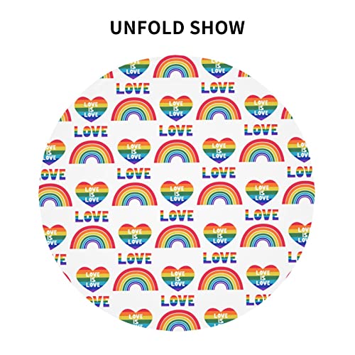 Rainbow With A Heart And The Inscription Love Is Love Tablecloth Round Table Cover Washable Polyester Table Cloth For Kitchen Party Picnic Dining Decor 60 Inch #TOP3