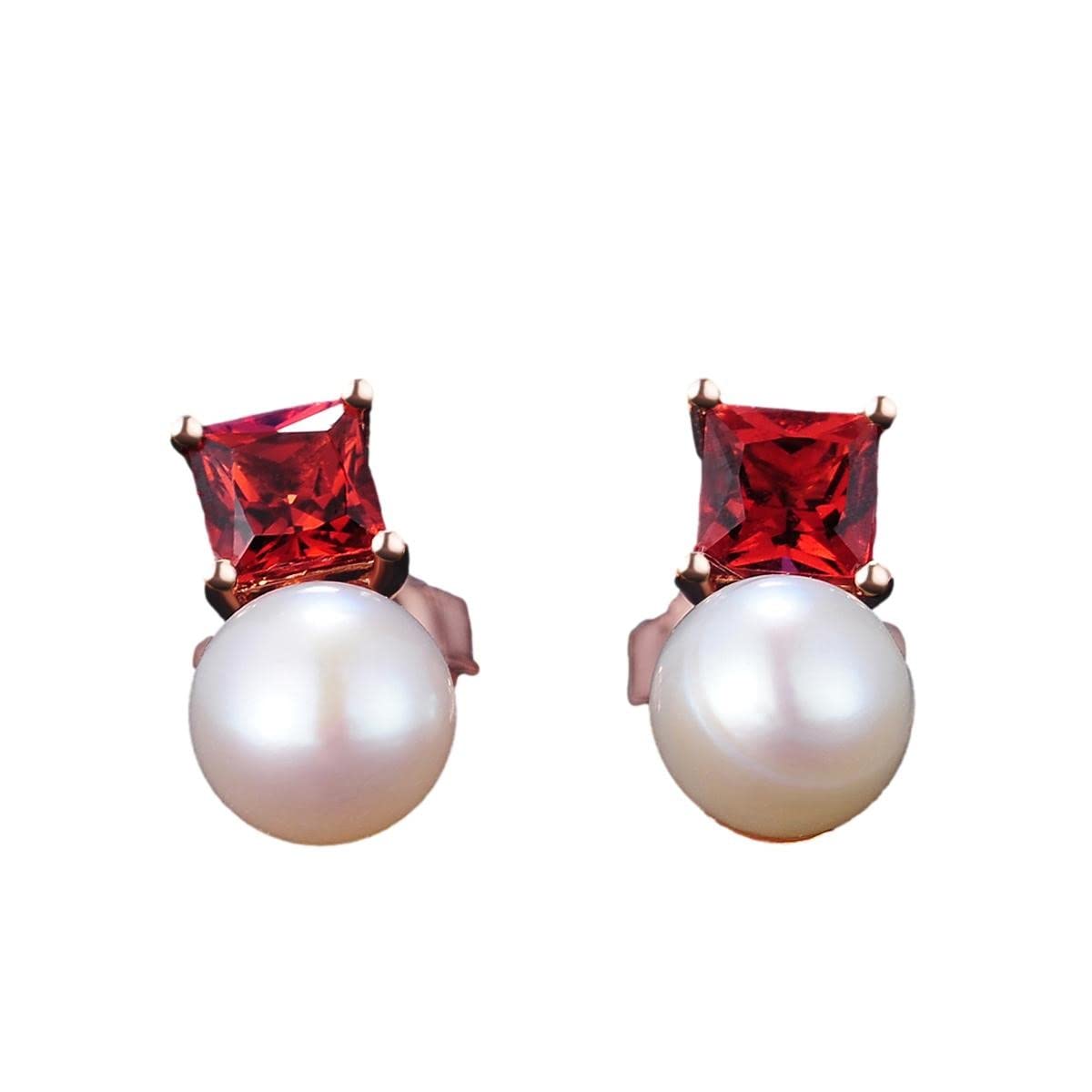 ガーネットパール ピアス（ローズゴールド）