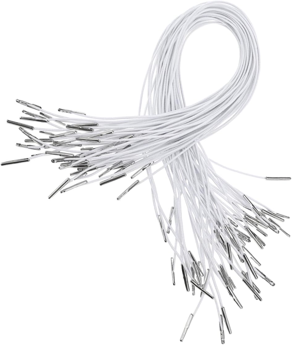 VILLCASE 150pcs Elastic Stretch Band Drawstring Cord with Metal Ends for Masks Party Hats Badges Signs DIY Craft Projects Versatile Outdoor Use