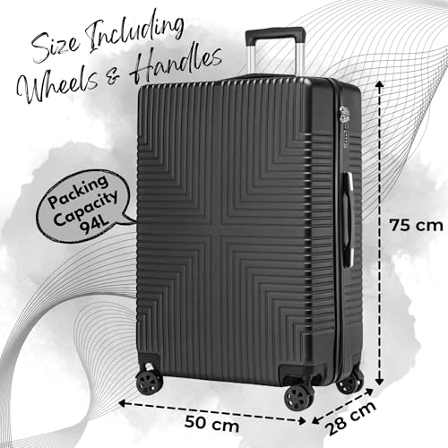 Dk Luggage 28" Large Lightweight Hard Shell Suitcase 4 Wheel Spinner Luggage ABS-30 Black - 3