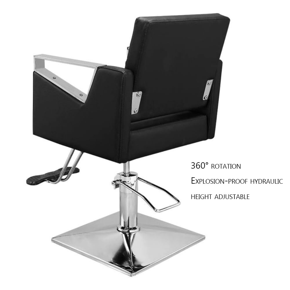 Silla de peluquería, Sillón de peluquería | Sillón clásico de barbería con Giro de 360 Grados y Bomba hidráulica, de Cuero y Altura Ajustable.