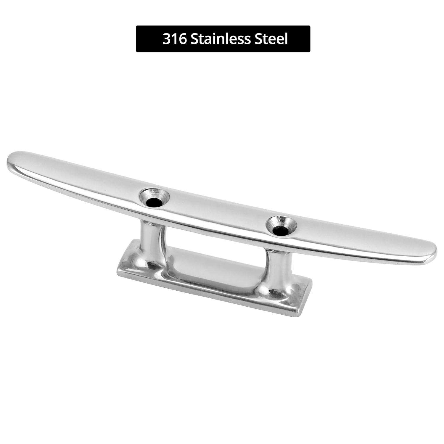 QWORK Bitta Piatta con 2 Fori, Acciaio Inossidabile 316, Disponibile 100/150/200mm, Estremamente antiruggine, Resistente all'Acqua salata e ai Raggi UV - Bitta di ormeggio per Corde, Corde, pennoni