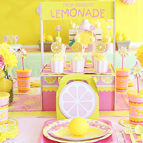 Oskal 24Pcs Glitter Lemon Cupcake Toppers Fruits Theme Party, Lemonade Party Decor, Summer Cupcake Toppers, Main Squeeze Party Decorations Tutti Frutti Cupcake Topper #TOP5