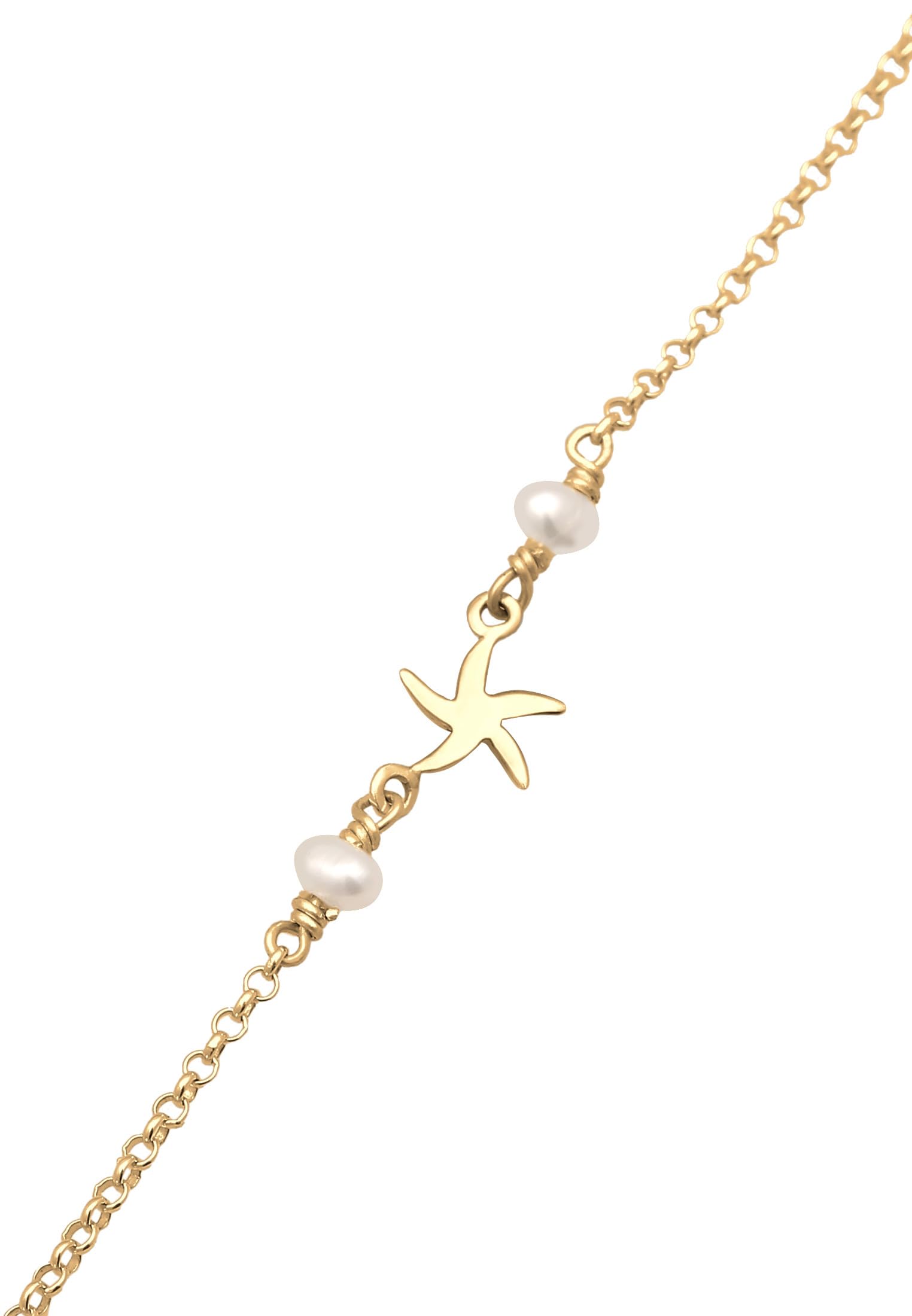 Elli Fußschmuck Fußschmuck Damen Fußkettchen Seestern Perle Beach in 925 Sterling Silber vergoldet