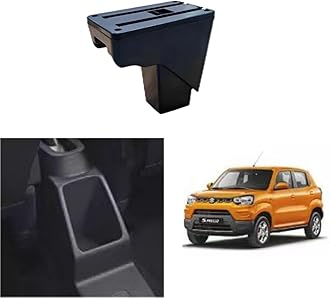 AULPHIKE Compatible with Suzuki S-Presso 2019-2024 Armrest Car Center Console Organizer Armrests Double Layer Storage with 3 USB（Black with White）