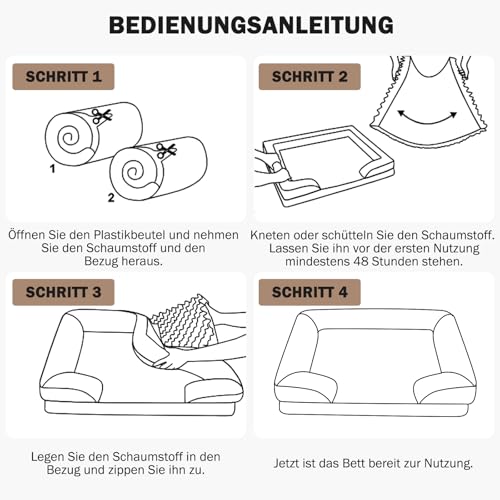 JOEJOY Orthopädisches Hundebett Grosse Hunde, Memory Foam Hundesofa XL, Abnehmbarem Waschbares Hundebett Orthopädisch, 107x81x17 cm Eierförmiger rutschfest Hundecouch, Braun