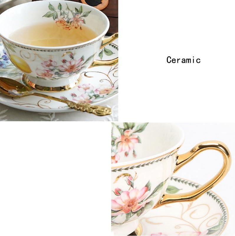 Ceramic Flower Tea Cup Set Afternoon Sets Fruit Teapot Can Be Brewed Heated Base Coffee Cups Saucers