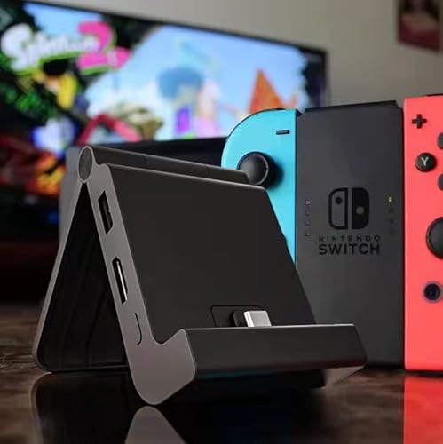 Robertdtesta Tv Docking Station For Nintendo Switch,Portable Docking Station 5In1 Extender,Replacement For Nintendo Switch Base With Hdmi Usb C Pd Usb 2.0 Ethernet,Foldable Charger Stand., Black #TOP3