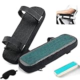 Diki Home ひじ置きクッション 冷感パッド内蔵 夏用最適 ゲーミングチェア オフィスチェア ひじ掛け用クッション 新素材のアップグレード 冷却ジェルトップ PUインナーコア 両肘セット 両面ファスナー 低反発メモリフォーム製 簡易包装 アイマスクが無料で付属 (冷却ジェル-黒)