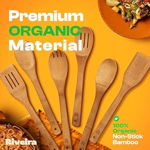 Riveira Dark Bamboo Wooden Spoons for Cooking 6-Piece, Apartment Essentials Wood Spatula Spoon Nonstick Kitchen Utensil Set Premium Quality Housewarming Gifts for Everyday Use Riveira Dark Bamboo Wooden Spoons for Cooking 6 Piece Apartment Essentials Wood Spatula Spoon Nonstick Kitchen Utensil Set Premium Quality Housewarming Gifts for Everyday Use