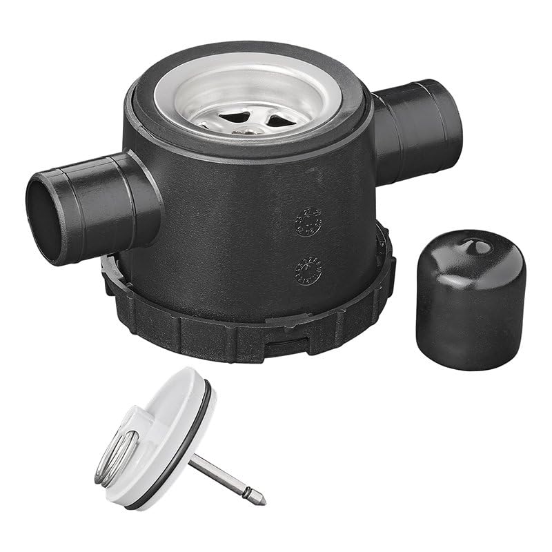 Bonde droite avec bouchon et chaînette, filetage 31 mm, tuyau 25 mm, pour caravane et camping-car