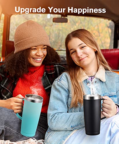 Lyrifine Travel Coffee Mug 24Oz, Insulated Coffee Mug For Hot And Cold Drink, Double-Wall Vacuum Stainless Steel Coffee Cup With Handle And Sliding Lid For Daily Life, Travel, Office, Green #TOP4
