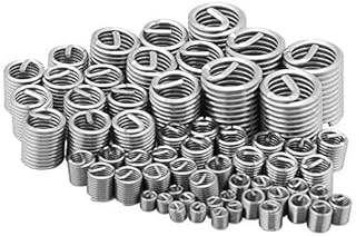 Walfront 60pcs Stainless Steel Wire Thread Repair Insert Assortment, M3 M4 M5 M6 M8 M10 M12 Helicoil Type Free Running Wire Thread Repair Insert Kit