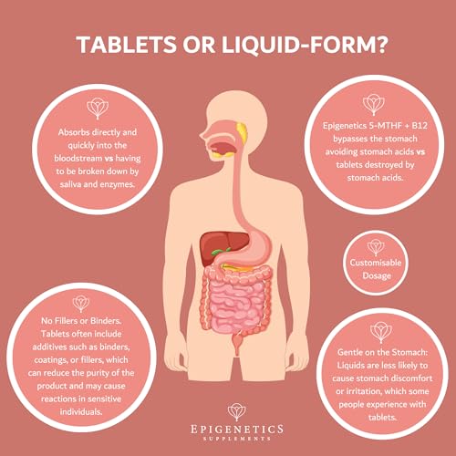 5-MTHF + B12 30ml | High Strength Folic Acid B9 1000mcg + 500mcg Vitamin B12 Methylcobalamin Liquid Drops | Folate Made in UK & Vegan Friendly | 2 Months Supply - Image 6