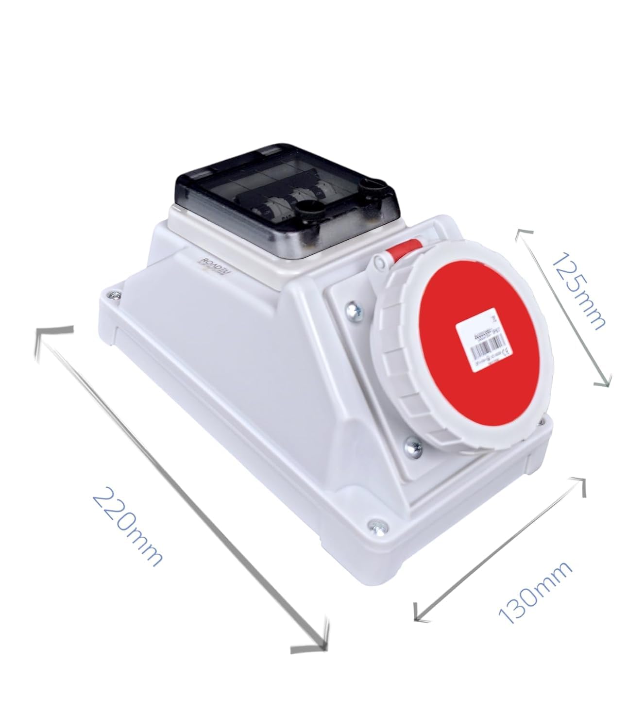 RoadEu – Enchufe mural IP66 CEE 32A con disyuntor – 400V 5P trifásico – Resistente al agua y al polvo – Ideal para exteriores e instalaciones industriales