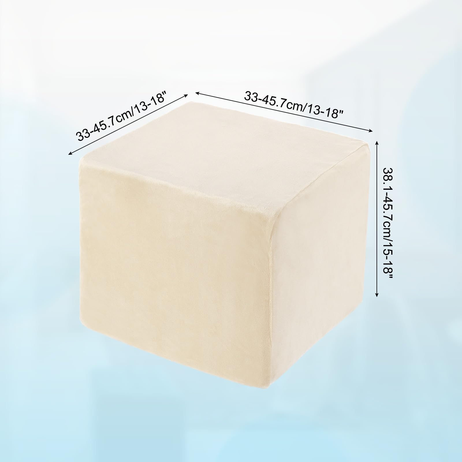 QUARKZMAN Copri Poggiapiedi Allungabile Copertina Quadrata Poggiapiedi Con Elastico Protettore Per Soggiorno Camera a Lunghezza 33-45.7cm/13-18 Pollici, Beige Chiaro