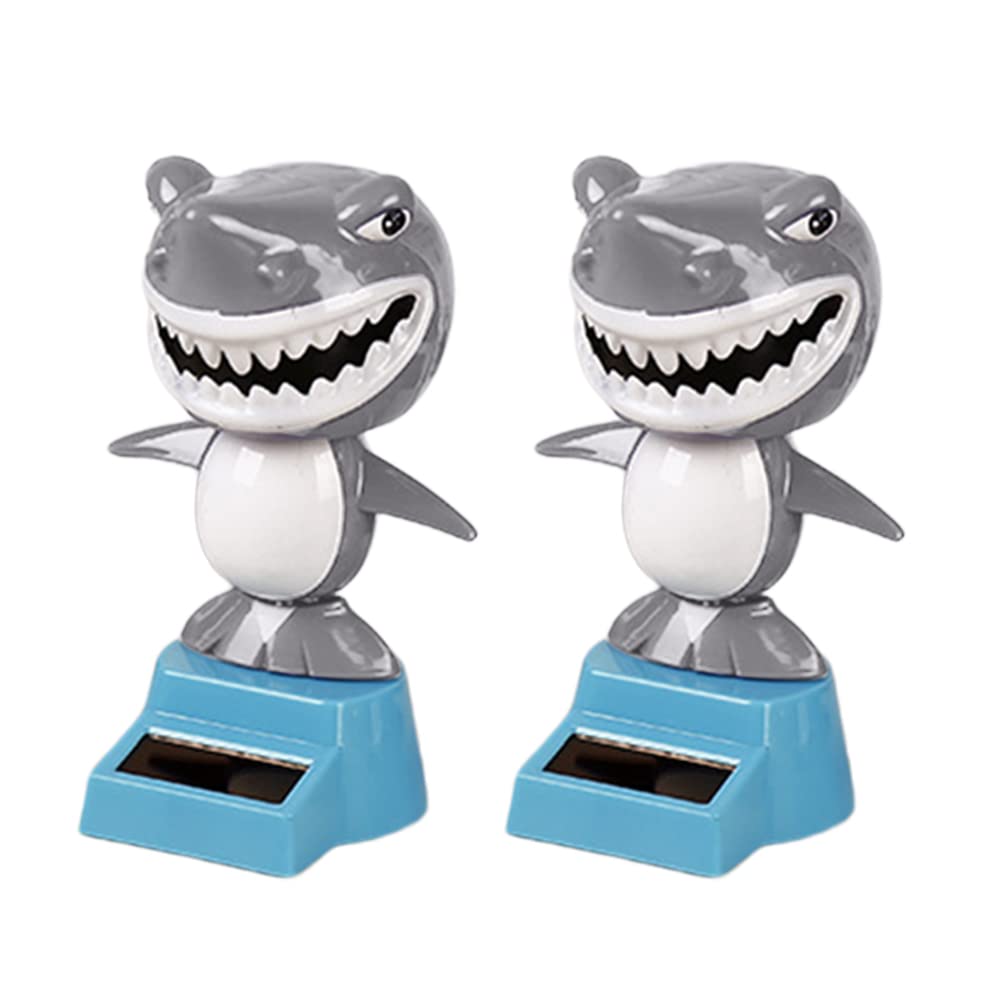 SEADEAR 2pcs Car Decoration Solar Shark Solar Dancing Shark Ornamentss Solar Powered Dancing Shark Bobble Head Ornaments Shark Decoration Use for Car Office Desk Home Decor