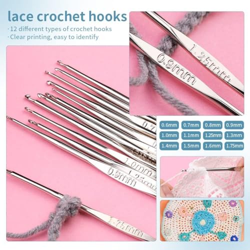 Image of VIRADHAM Crochet Kit for Beginners Complete 130 Pieces Starters Knitting Kit with Crochet Yarn, Ergonomic Crochet Hooks and Crochet Accessories in Hangable Storage Bag (130 Pc Crochet Kit for Beginners)