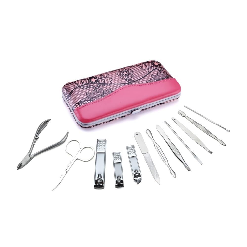 Kit per manicure e pedicure in acciaio inossidabile da 12 pezzi, set professionale di tagliaunghie per viaggi e cura domestica di piedi, tagliaunghie per unghie dei piedi, tagliaunghie per unghie