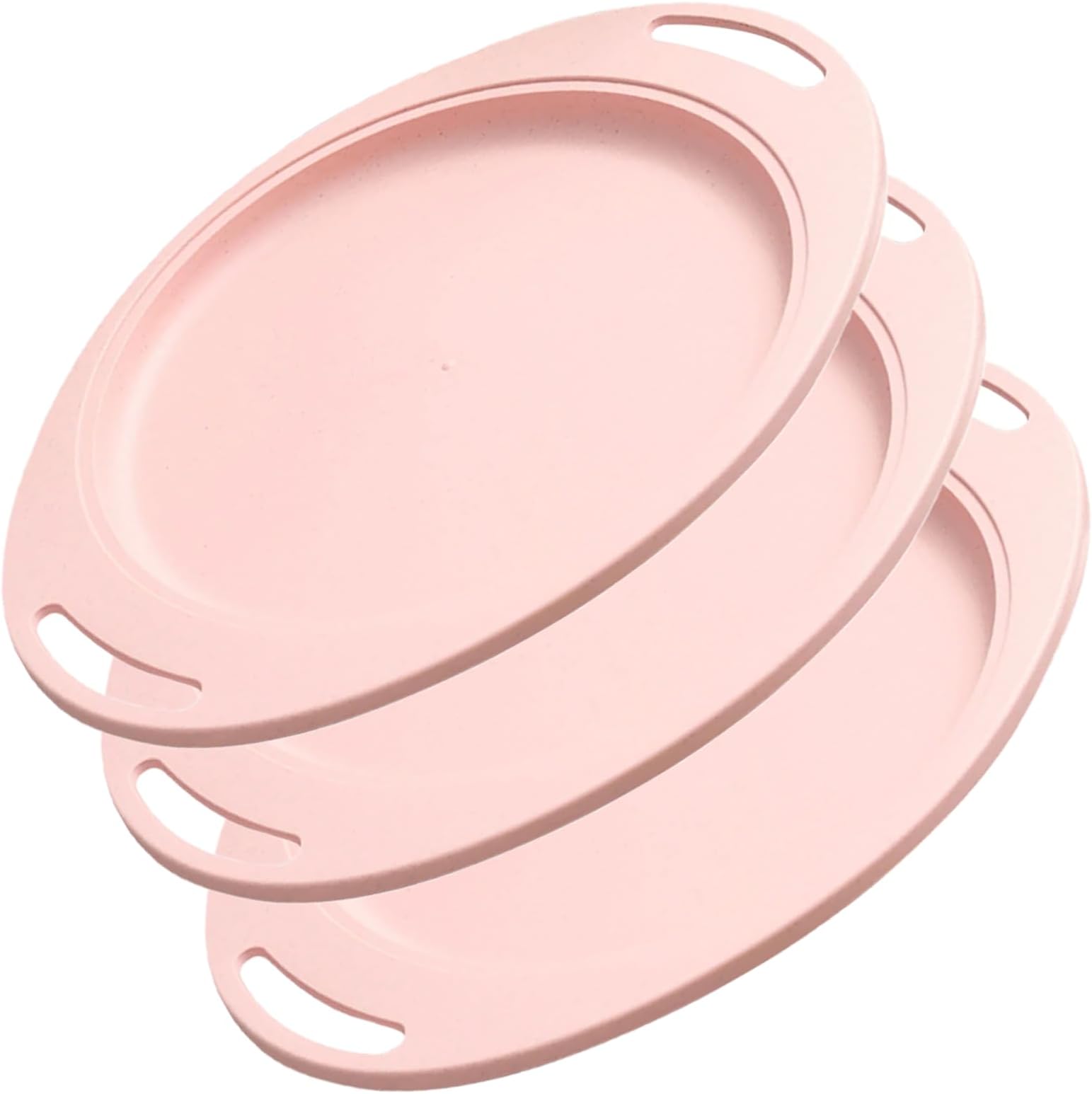 Wheat Straw Serving Platters for Entertaining, Oval Serving Plates, Party Servings Trays and Platters Oven Safe, Porcelain Dinner Tray Servings Dishes for Meat (34cm, Pink, Set of 3)