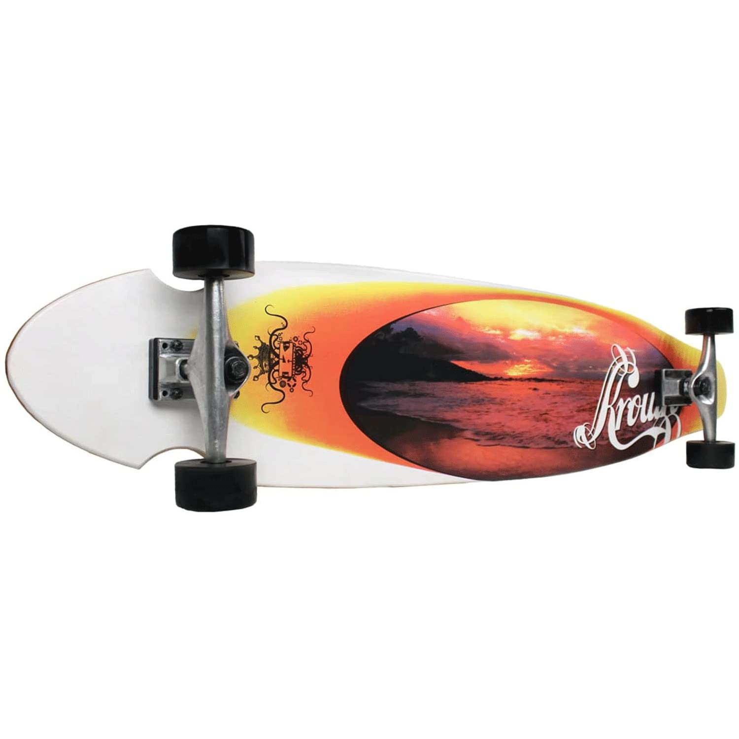 KROWN KICKTAIL ORANGE SUNSET LONGBOARD COMPLETE 9X43