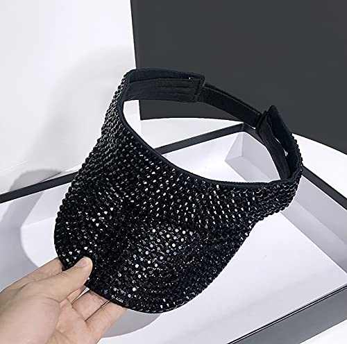 Image of Gudessly Shiny Rhinestones Sport Sun Visor Adjustable Summer Cap Visor Caps for Women Men