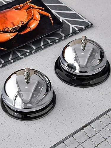 Miniatura 6 de Uqmiqura Campanillas De Metal Plata, Timbre De Recepción De Acero Inoxidable, Timbre Servicio De Cocina Con Sonido Nítido Para Recepción En Restaurantes, Hoteles, Bares Y Cocina
