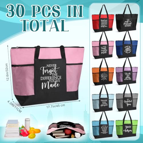 Image of Paterr 10 /20 /30 Pcs ThankYou Tote Bag Bulk for Women | Appreciation Gifts to Housekeeping Week Employee Nurse Coworker Medical Assistant,Inspirational Quotes Print, Mesh Reusable
