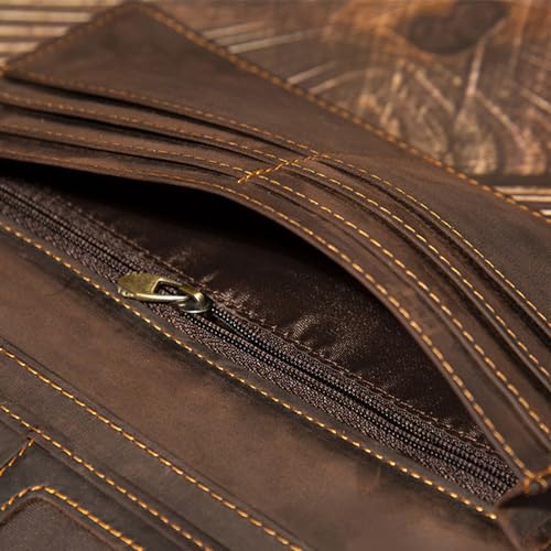 Handmade Long Retro Leather Envelope Men Card Holder Wallet, Thin Multifunctiona Crazy Horse Leather Wallet for Father's Day Boyfriend Thanksgiving Fashion Gift4