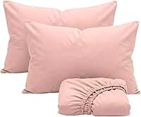 Cozzilar Jogo de Lençol Cama King Percal 400 Fios Liso 3 Peças Inclui 1 Lençol King Size Com Elástico e 2 Fronhas Não Faz Bolinhas Toque Extra Macio (Rosê)