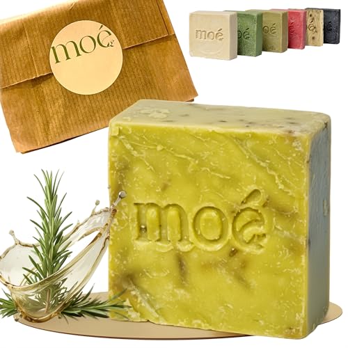 Moè (Rosmarin) Rosmarinöl Naturseife Für unreine Haut (Ideale Haarseife für fettige Haare & Kopfhaut) Vegan ohne Zusatzstoffe Für Haar, Gesicht & Körperpflege ca. 115 g | Feste Duschseife/Haarseife
