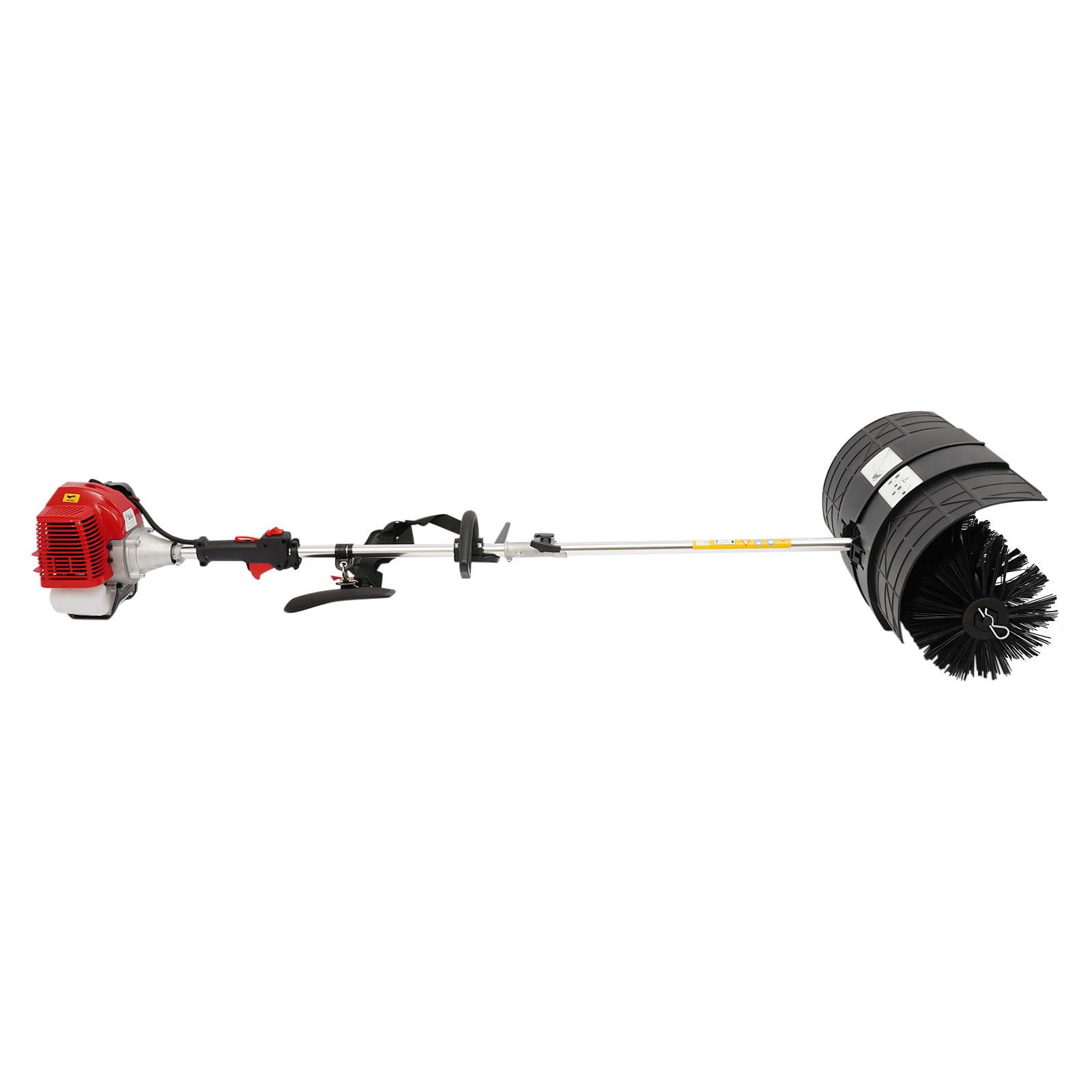 Barredora de gasolina de 52 cc, color negro y rojo, con cepillo de barrido de 20 pulgadas para patio, entrada y pasarela