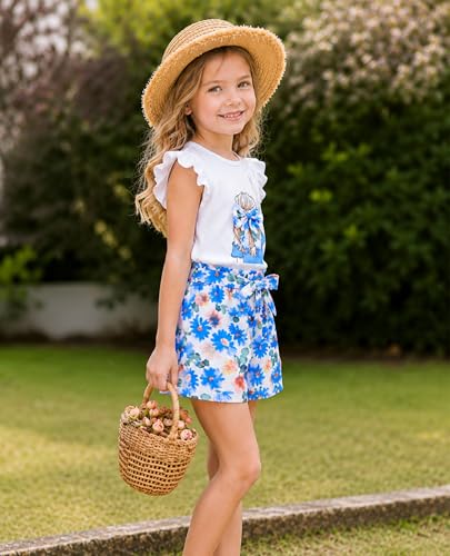 Image of Girls Summer Outfits Cute Sleeveless Top High Waisted Short Sets with Pockets Teen Girl Clothes Size 6-14 T