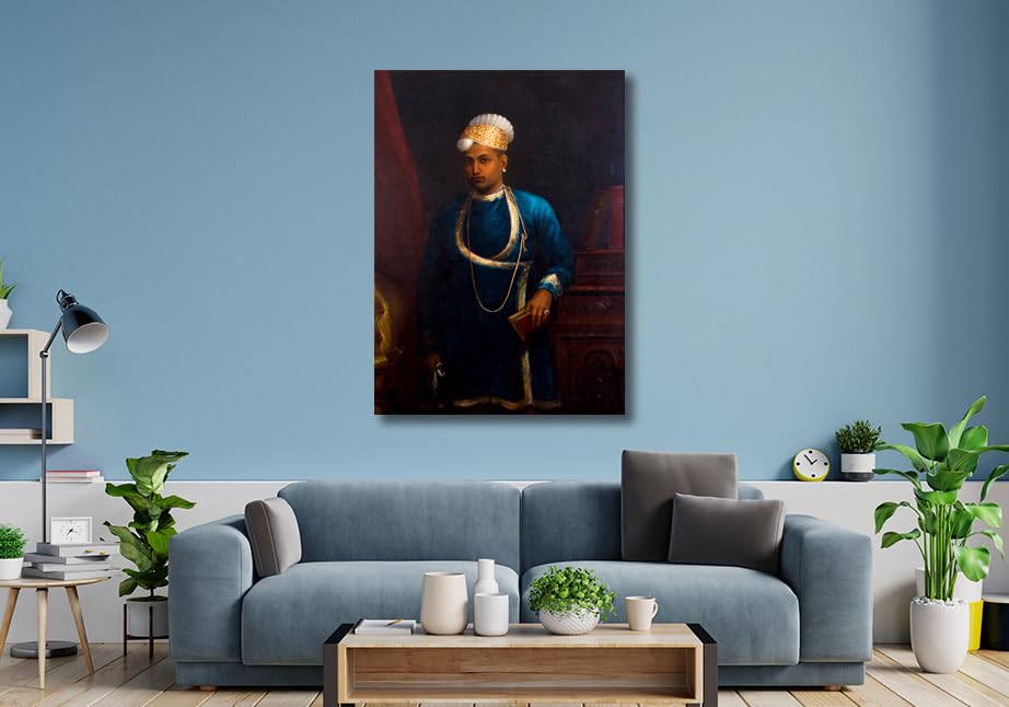 Image of Sikhash Raja Ravi Varma Canvas Paintings Classic Art, Indian Art, Famous Artist, Wall Painting for Living Room, Bedroom, Office, Unframed, Multicolor Fabric Size - 12x8 inches (30x20 cms, Raja)