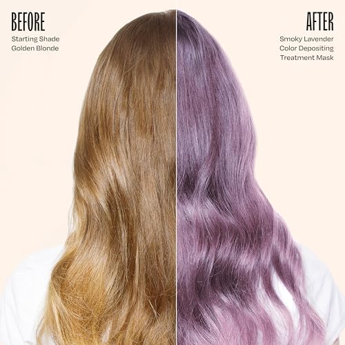 Image of OVERTONE Color Depositing Treatment Hair Mask, Smoky Lavender, 8 oz | Semi Permenant & Nourishing Coloring Conditioner for All Hair Types, Contains Shea Butter & Coconut Oil, Vegan & Cruelty-Free