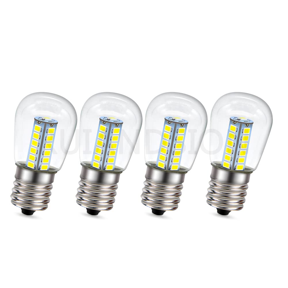 Ruiandsion E17 LED Refrigerator Light Bulb 220V AC White 2835 25SMD LED Clear Bulb for Freezer Ceiling Home Lighting Lamp (Pack of 4)